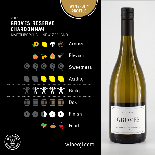2017 Groves Reserve Chardonnay, Gisborne, New Zealand