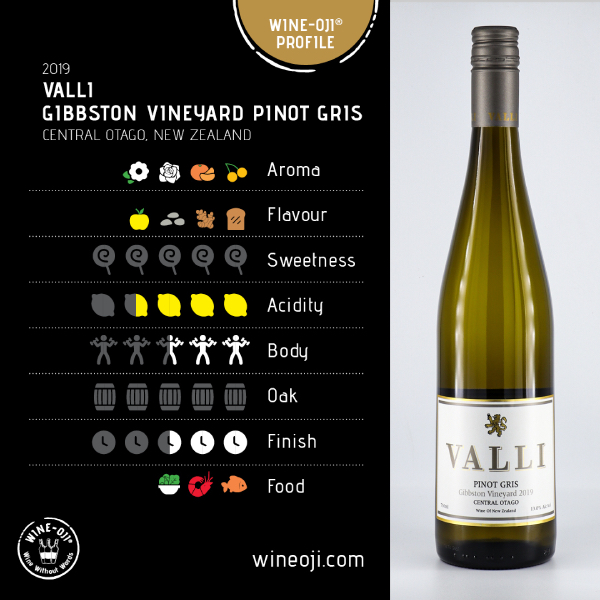 2019 Valli Gibbston Vineyard Pinot Gris, Central Otago, NZ