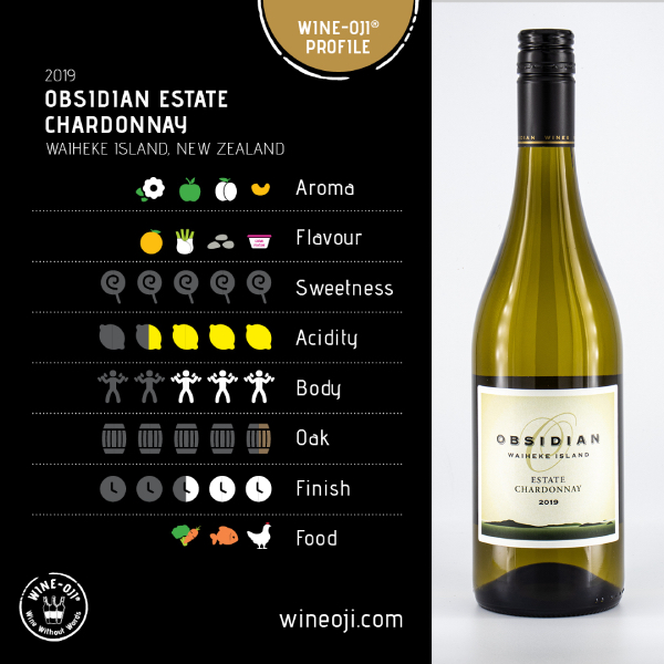 2019 Obsidian Estate Chardonnay, Waiheke Island, NZ