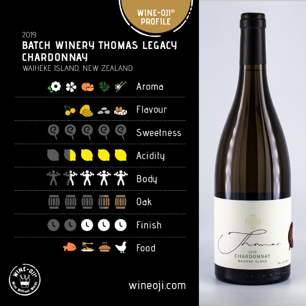 2019 Batch Winery Thomas Legacy Chardonnay, Waiheke Island, NZ