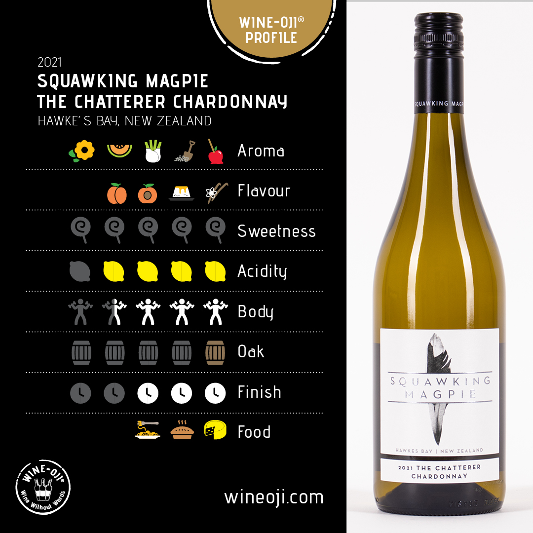 2021 SQUAWKING MAGPIE THE CHATTERER CHARDONNAY, HAWKE’S BAY, NEW ZEALAND